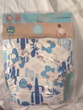 Charlie Banana Blue Cactus Print Reusable Diaper Cover